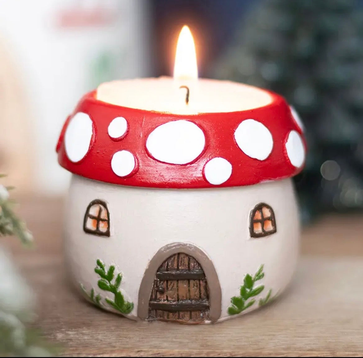 Mushroom House Resin Tealight Holder