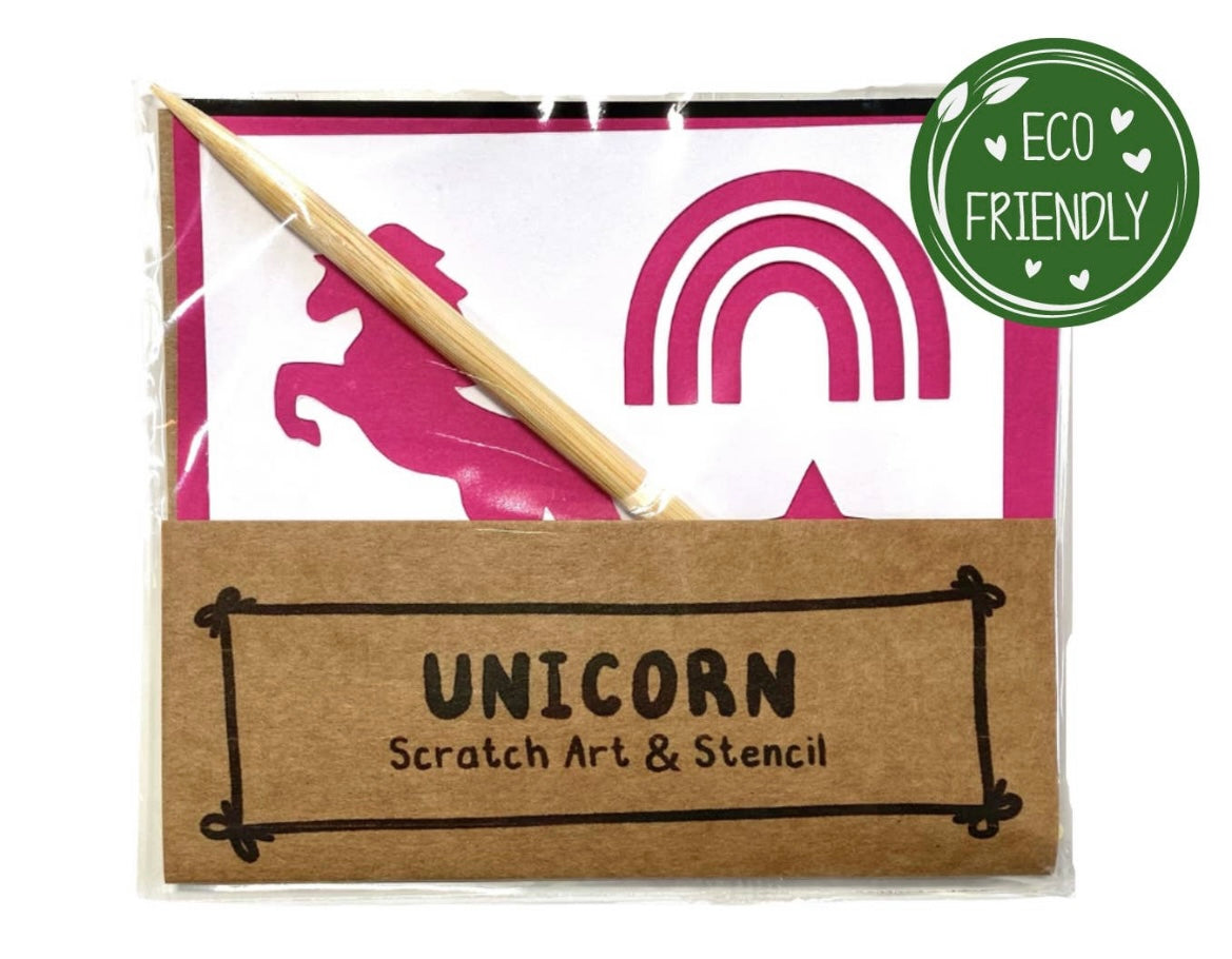 Unicorn Scratch Art & Stencil Kit