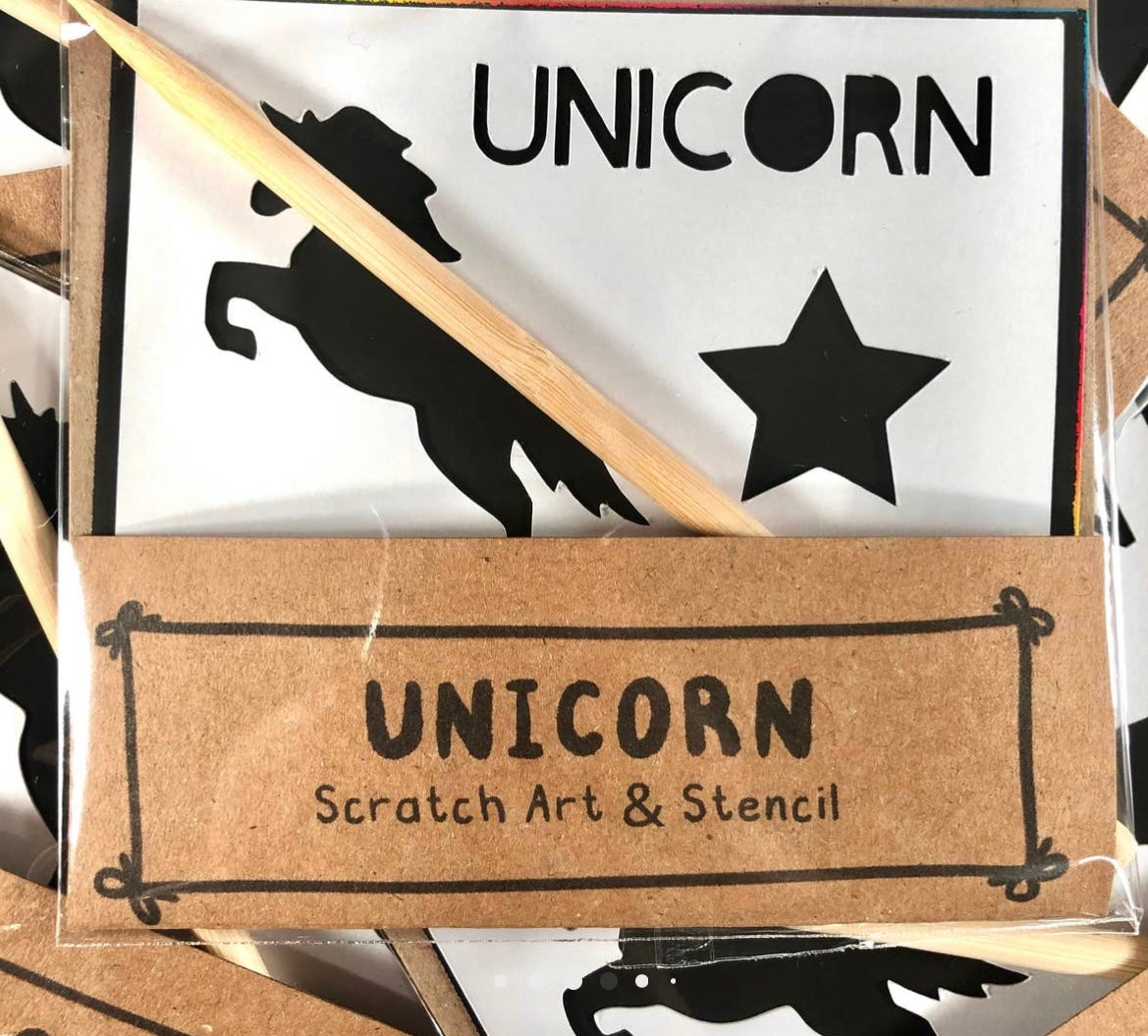 Unicorn Scratch Art & Stencil Kit