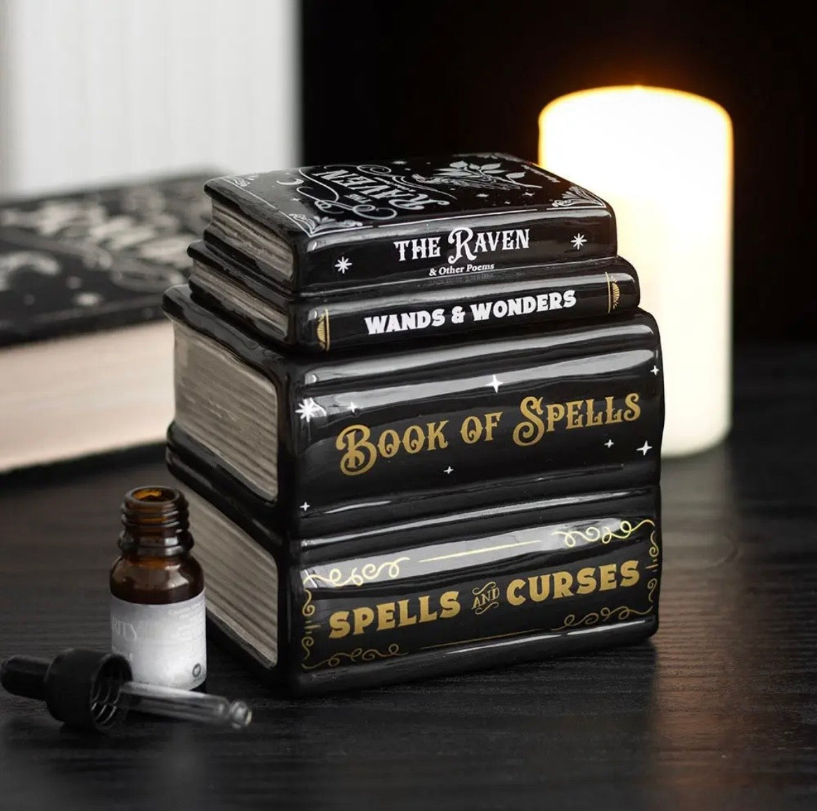Book of Spells Gothic Halloween Oil Burner and Wax Warmer