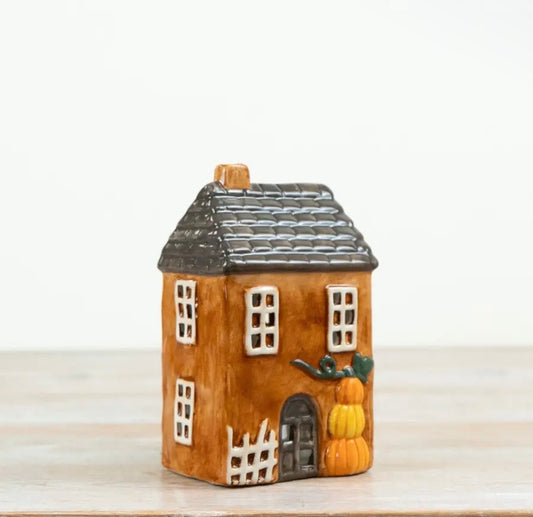 Candle House with Pumpkin, 17cm
