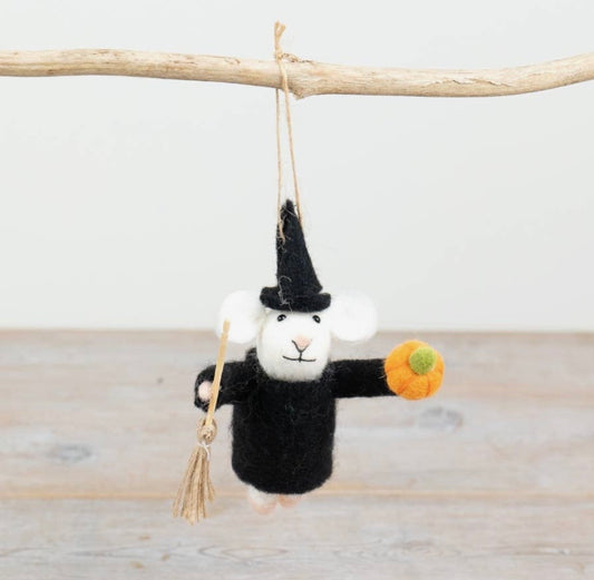 Felt Witch Mouse Hanger, 14cm