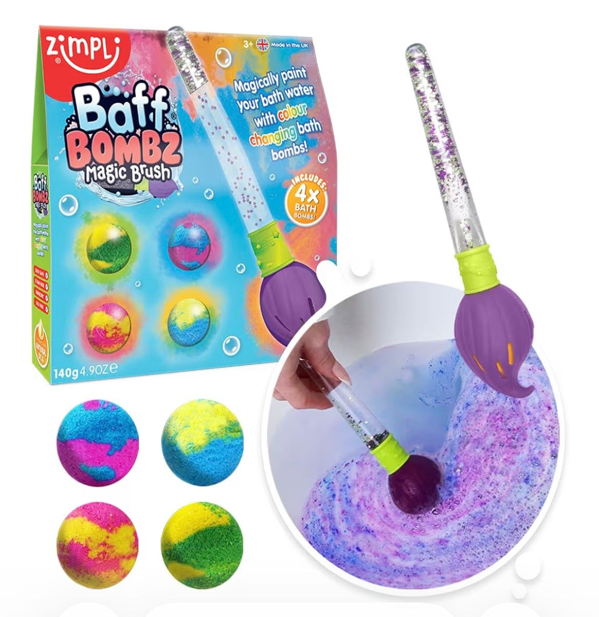 Zimpli Baff Bombz Magic Brush + 4 Pack Refill