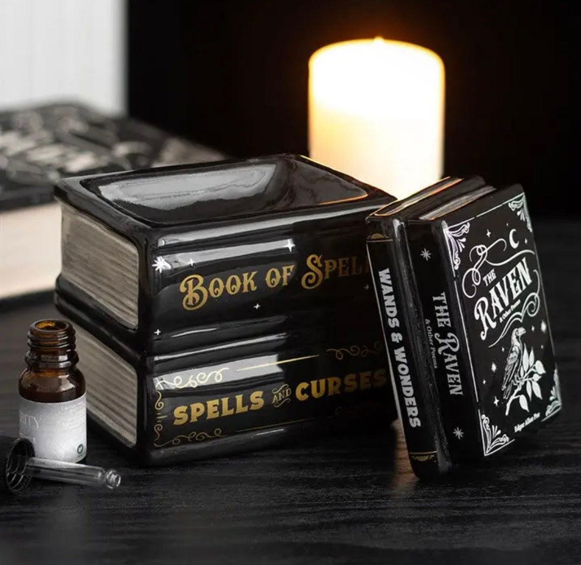 Book of Spells Gothic Halloween Oil Burner and Wax Warmer